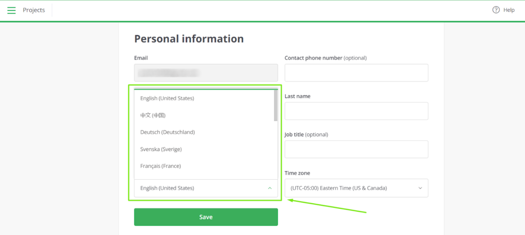 profile settings